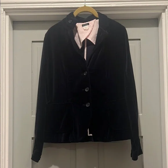 π Vintage J. Crew Velvet Blazer | Size S | Blue with Pink Lining | EUC - Picture 1 of 8